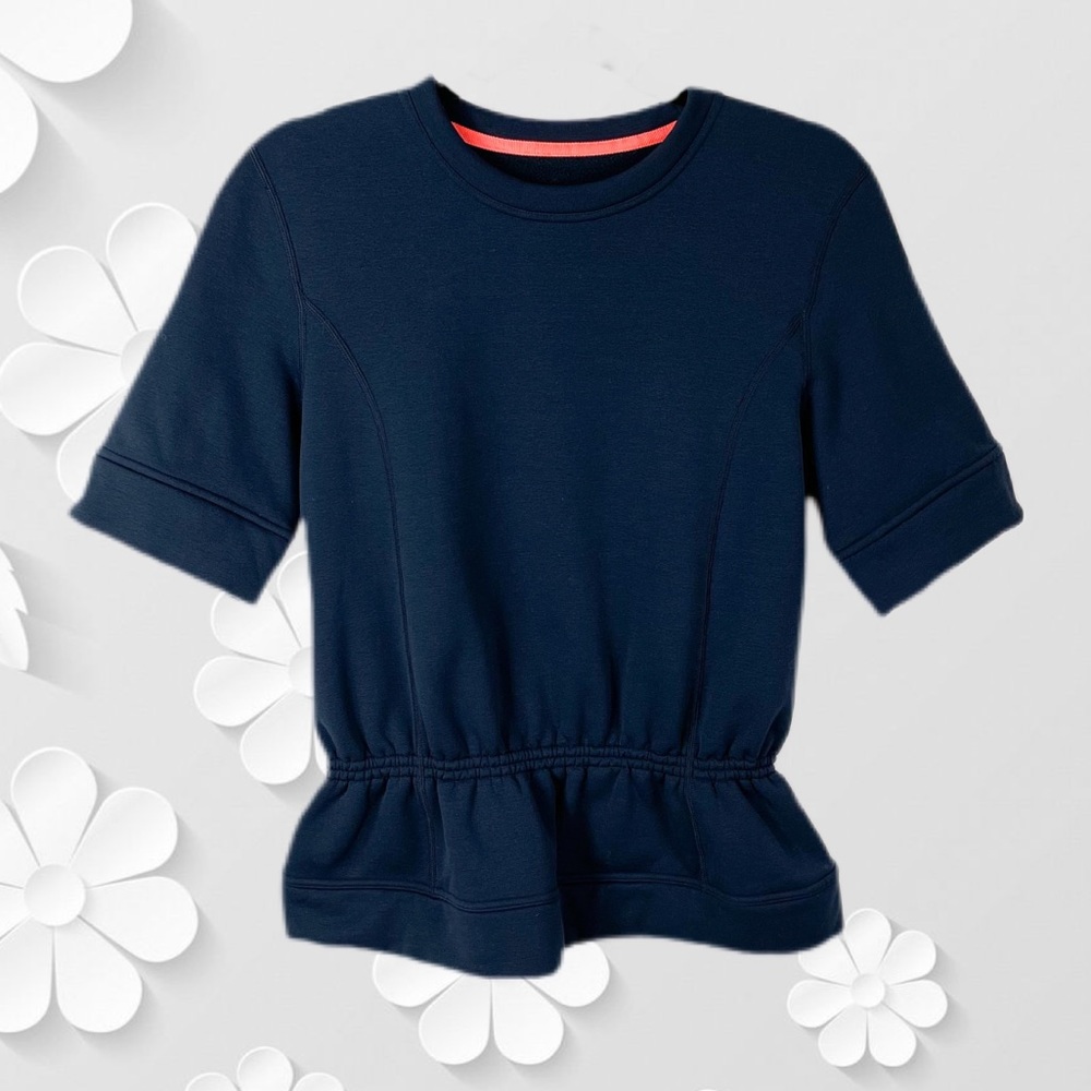 Lululemon Navy Peplum Short Sleeve Sweatshirt M